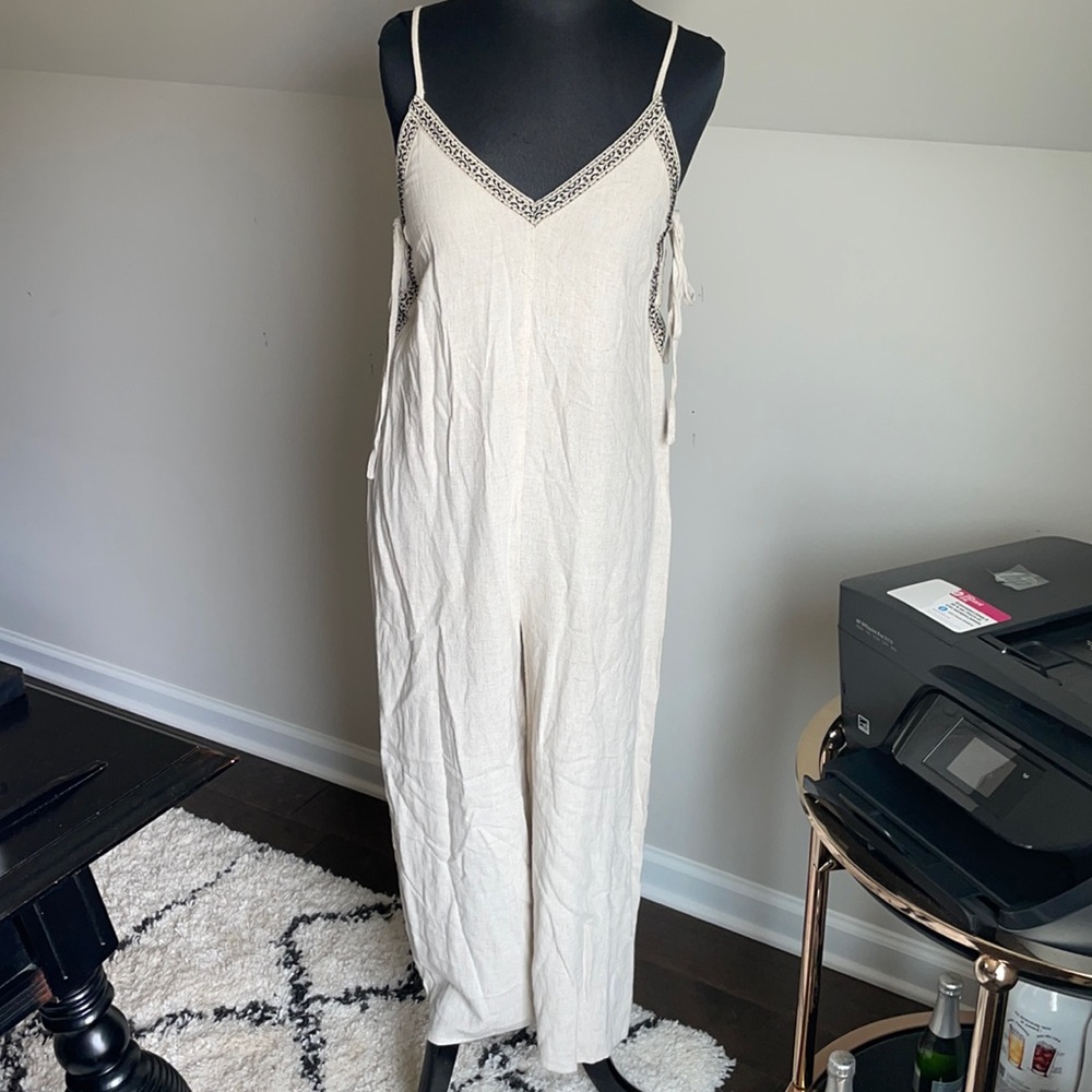 Cream linen jumpsuit